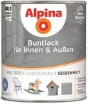 Alpina Buntlack f&uuml;r Innen & Au&szlig;en Silbergrau seidenmatt 750ml