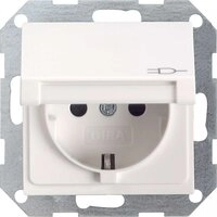 Gira 045427 Schuko Steckdose Klappdeckel System 55, reinwei&szlig; matt