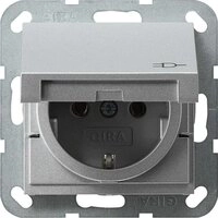 Gira 045426 Schuko Steckdose Klappdeckel System 55, alu