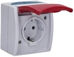 Busch-Jaeger 20 EW/DVN-53 SCHUKO Steckdose mit rotem Klappdeckel Grau ocean (IP...