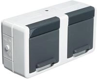 Gira 1129898 Doppelsteckdose SCHUKO 078130 waager. WG AP grau