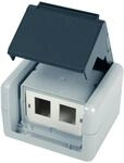 TELEG&Auml;RTNER Geh&auml;use AP IP44,75x86x58, grau, mit Mont-Einsatz f&uuml;r 2xAMJ-Modul