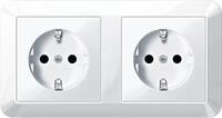 Merten MEG2328-1019 SCHUKO-Doppel-Steckdose, BRS, Steckklemmen, polarwei&szlig; gl&auml;nzend,