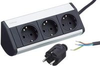 Schulte 930.15.453 Evoline Dock Cuisine, 3 Steckdosen, Alu-Look
