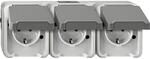 Schneider Electric Merten Schuko-Steckdose mit Klappdeckel, 3-fach, waagerecht, IP44,