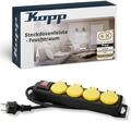 Kopp 4-Fach Feuchtraum-Steckdosenleiste mit Schalter in schwarz/gelb - Robuste