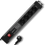 REV SupraGuard Steckdosenleiste 4-Fach - Mehrfachsteckdose mit Schalter, 2,5m Kabel,