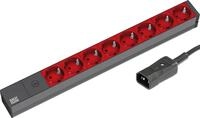 Bachmann Steckdosenleiste 19'' Zoll PDU 8-Fach mit Feinsicherung 10A 1HE 2m Kabel mit