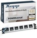 Kopp Steckdosenleiste POWERversal, grau/schwarz, 6-Fach, 6xSchutzkontakt, 1,4m