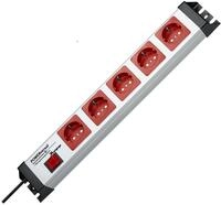 Kopp 227720019 Powerversal mit &Uuml;berspannungsfilter und Schalter, 5-Fach, grau/rot,