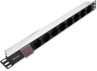 Equip Alu-Steckdosenleisten 48, 3 cm (19 Zoll) 1HE (8-Fach, Schuko mit...