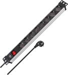 Brennenstuhl ALU Steckdosenleiste mit Schalter (8-Fach, 2m) Premium-Line Technic Alu