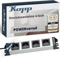 Kopp POWERversal 4-Fach Steckdosenleiste in Silber-Schwarz - Mehrfachsteckdose mit