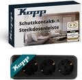 Kopp 3-Fach Schutzkontakt-Steckdosenleiste in Schwarz - Wiederanschlie&szlig;bar ohne