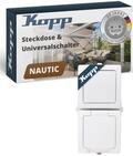 Kopp NAUTIC Wechselschalter-Steckdosen-Kombination in Arktis-Wei&szlig; - Sichere