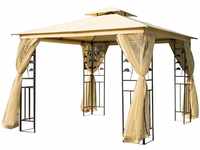 Outsunny Luxus Pavillon 3x3 m Gartenpavillon mit Doppeldach Partyzelt mit