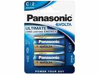 Panasonic EVOLTA C-Alkalibatterien, LR14, 2er Pack, 1.5V, Premium-Batterie mit