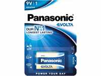 Panasonic EVOLTA 9-Volt-Alkalibatterie, LR61, 1er Pack, 9V, Premium-Batterie mit