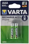 VARTA Batterien AAA, wiederaufladbar, 2 St&uuml;ck, Recharge Accu Phone, Power on Demand,