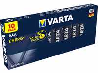 VARTA Batterien AAA, 10 Stück, Energy, Alkaline, 1,5V, Verpackung zu 80% recycelt,