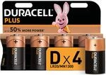 Duracell Plus D Mono Alkaline Batterien LR20, 4er Pack