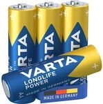 VARTA Batterien AA, 4 St&uuml;ck, Longlife Power, Alkaline, 1,5V, ideal f&uuml;r...
