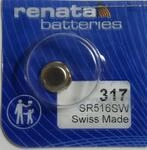 Renata Batterie/Uhrenbatterie, Swiss Made, Gr&ouml;&szlig;e: 5,8 x 1,6 mm, Ref. Renata 317