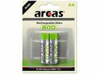Arcas 17708206 - Akku Ni-MH Batterien AA / HR6, 2 Stück, Kapazität 800 mAh,