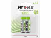 Arcas 17706203 - Akku Ni-MH Batterien AAA / HR03, 2 Stück, Kapazität 600 mAh,