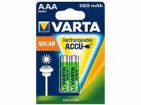 VARTA Batterien AAA, wiederaufladbar, 2 Stück, Recharge Accu Solar, Akku, 550 mAh