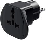 Universal Reiseadapter, Schutzkontakt CEE 7/7, Schuko-Standard, Schwarz