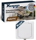 Kopp NAUTIC 1-fach Schutzkontakt-Steckdose mit Klappdeckel in Arktis-Wei&szlig; - Sichere