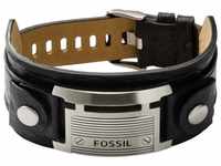 Fossil große schwarze ID-Manschette Armband aus Leder, JF84816040 Länge: 242mm,