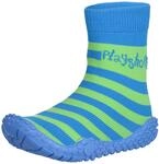 Playshoes Unisex Kinder Schuhe, Gr&uuml;n (blau/gr&uuml;n 791), 18/19 EU Aqua-Socke Streifen