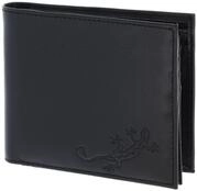 Oxmox Leder Geldb&ouml;rse Leather Querscheinb&ouml;rse Lizard Embossed Black schwarz