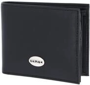 Oxmox Leder Geldb&ouml;rse Leather Querscheinb&ouml;rse Pure Metal Round Black schwarz