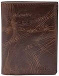 Fossil Geldb&ouml;rse f&uuml;r Herren Derrick, 100% Leder Bifold Dunkelbraun 10 cm L x 2.5 cm
