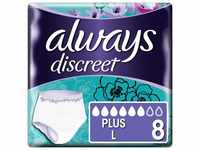 Always Discreet Pants Plus bei Blasenschwäche, Größe L, Einzelpack, 8 Stück