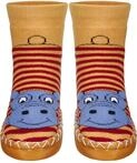 Playshoes Unisex Kinder Hausschuh, Kn&ouml;chelsocken, Rot Nilpferd, 17/18 EU