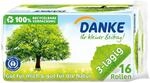 DANKE Toilettenpapier, sanftes Klopapier 3 lagig aus 100% Recycling Papier, 1 x