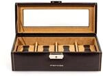 Friedrich|23 Unisex Uhrenkasten mit Glasdeckel f&uuml;r 4 Uhren Kunststoff Braun 20086-3