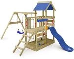 Wickey Spielturm Kletterger&uuml;st TurboFlyer mit Schaukel & Blauer Rutsche,...