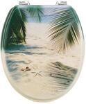 Cornat WC-Sitz "Palmen am Strand" - Ansprechendes Design - Hochwertiger Holzkern -