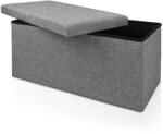 Casaria&reg; Sitzbank mit Stauraum Faltbar Grau 80x40x40cm Gepolstert Deckel Leinen -