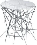 Alessi FC09 Tischlein Edelstahl mit Glasplatte, H&ouml;he: 44 cm, Durchmesser: 45 cm