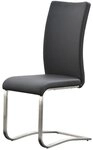 Robas Lund Esszimmerstuhl Leder Grau 2er Set, belastbar bis 130 kg, Schwingstuhl mit