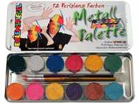 Eulenspiegel 212028 - Metall-Palette Perlglanz Farben, 12 x 3,5 ml Farbe, 2 Pinsel,