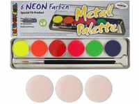 Eulenspiegel 423004 - Farb-Palette Neon, 6 X 5g UV-Farben, 1 Pinsel, Schminkset,