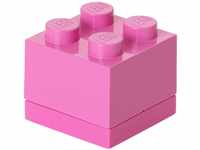 Lego Box 4, Mini Lego Box mit 4 Knöpfen, Snack Box, Pink, 4,6 x 4,6 x 4,3 cm