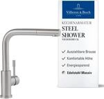 Villeroy & Boch Steel Shower Niederdruck-K&uuml;chenarmatur mit ausziehbarer...